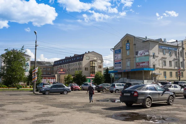 코틀라스, Arkangelskaya 지역, 러시아-8 월 16 일, 2017: Ploshchad 소베토프-코틀라스, Arkangelskaya 지역에서에서 중앙 광장 — 스톡 사진