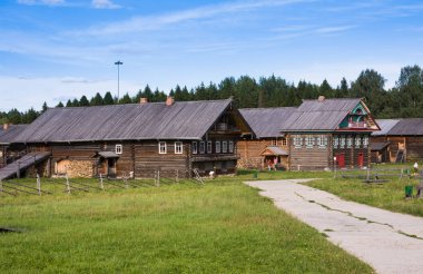 Semenkovo, Rusya - 14 Ağustos 2016: Müzesi ahşap mimarisi, Semenkovo, Vologda bölgesi. Rusya