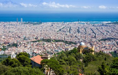 tibidabo, İspanya Barselona panoramik görünüm