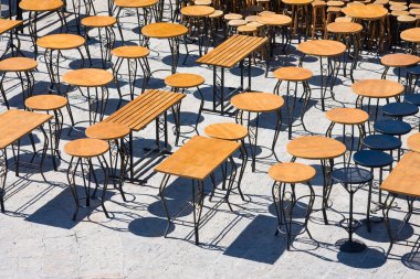 Sabah, Budva, Karadağ boş sokak Cafe