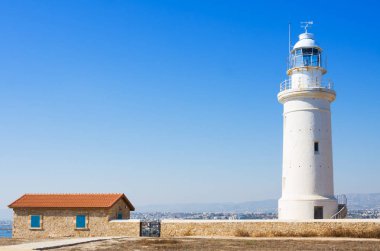 Paphos Archaeological Park, Kıbrıs'taki antik kalıntıları eski beyaz deniz fenerinde