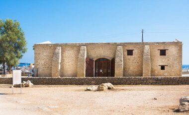 Paphos, Kıbrıs - 16 Temmuz 2017: Kato Pafos arkeolojik Park. Paphos, Kıbrıs