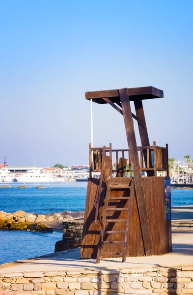 Beach Lifeguard tower on the beach, Paphos. Cyprus — Stock Photo, Image