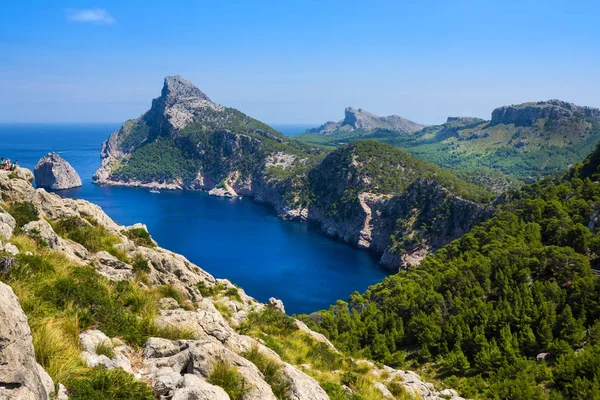 Kaap-Formentor pollensa hoge luchtfoto zeezicht in mallorca balearen — Stockfoto