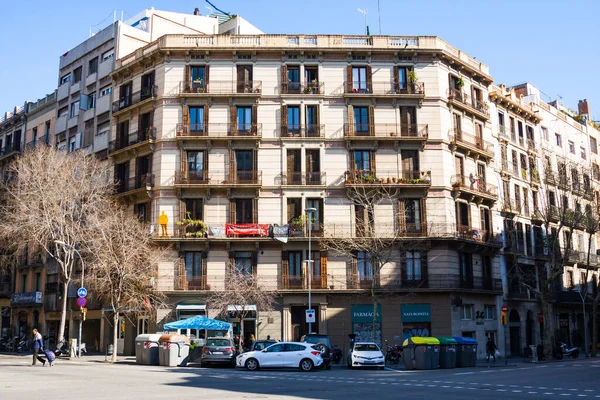 Barcelona Spanyolország Február 2020 Facade Tipikus Lakóépület Eixample Kerületben Carrer — Stock Fotó