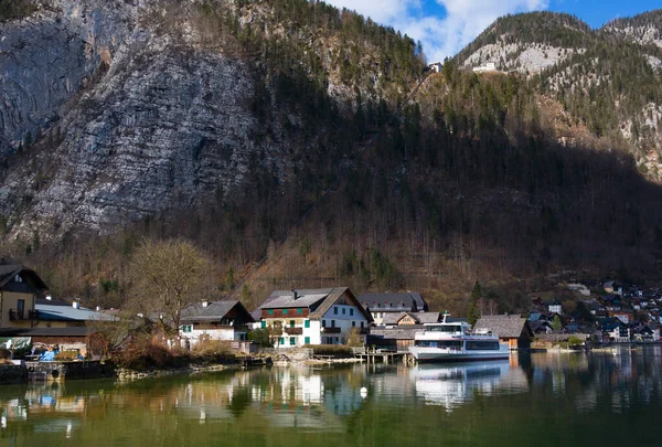 Hermosa Vista Las Casas Lago Pequeño Pueblo Histórico Hallstatt Patrimonio — Foto de Stock