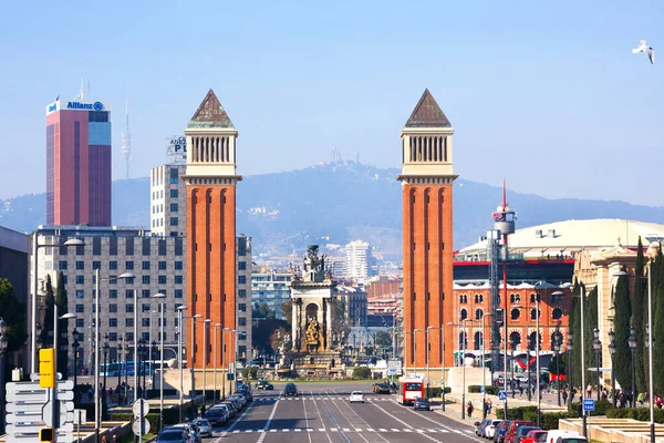 Barcelona Spanje Februari 2020 Zicht Avinguda Reina Maria Christina 47M — Stockfoto