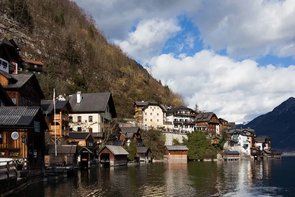 Hallstatt Rakousko Února 2020 Krásný Výhled Domy Malé Historické Vesničce — Stock fotografie