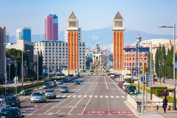 Barcelona España Febrero 2020 Vista Avinguda Reina Maria Christina Las —  Fotos de Stock