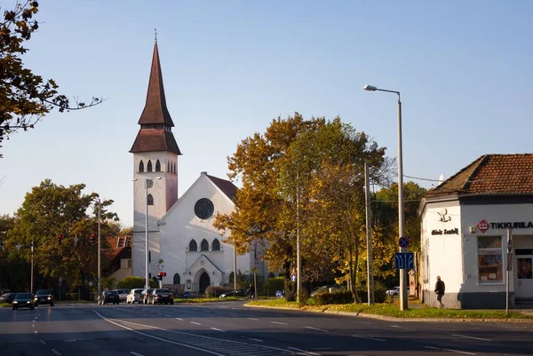 Debrecen City Hungary October 2015 Reformed Church Autumn Evening — Stock Photo, Image