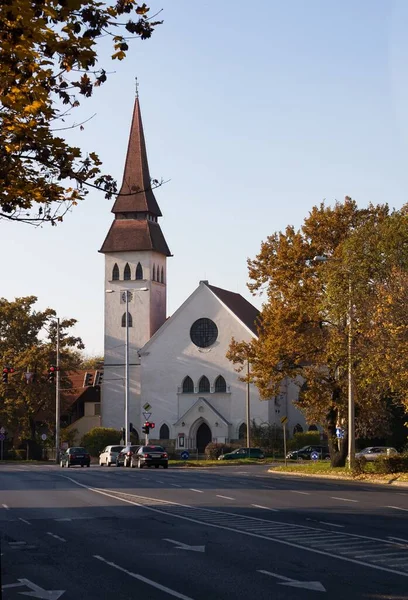 Debrecen City Hungary October 2015 Reformed Church Autumn Evening — Stock Photo, Image