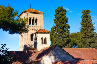 Poble Espanyol 'daki Manastır de Sant Miquel. Barselona, Katalonya, İspanya.