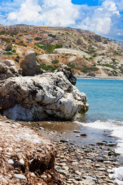 Miłość Plaża Skała Afrodyty Miejsce Narodzin Afrodyty Niedaleko Pafos Rock — Zdjęcie stockowe