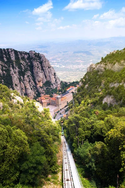 Klasztor Montserrat Santa Maria Montserrat Opactwo Benedyktyńskie Położone Wzgórzu Montserrat — Zdjęcie stockowe