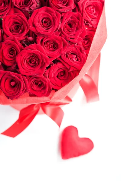Красный Цвет Чувствовавшееся Сердце Белом Концепция Валентины Подарок Любовью — стоковое фото