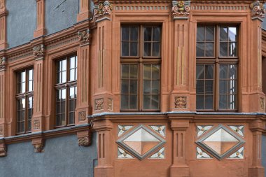 Goerlitz, Saksonya, Almanya tarihi bir bina üzerinde oriel
