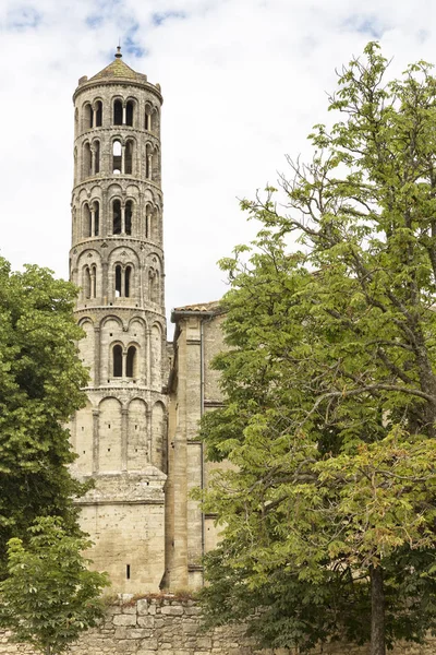 Roman bell tower of the Saint Theodorit church in the town of Uzes, South France — Stock Photo, Image