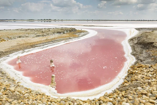 南フランス カマルグ地方の海の塩の製造に使用される池のクローズ アップ — ストック写真