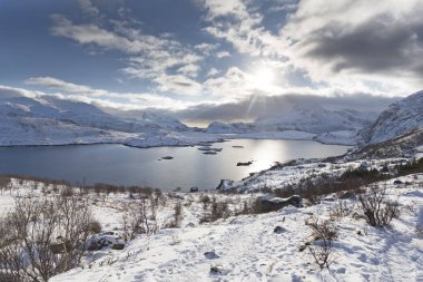Norveç, Avrupa 'daki Lofoten adalarında kış mevsimi
