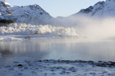 Norveç, Avrupa 'daki Lofoten adalarında kış mevsimi
