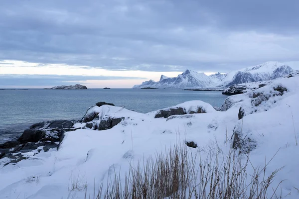Inverno Nas Ilhas Lofoten Noruega Europa — Fotografia de Stock
