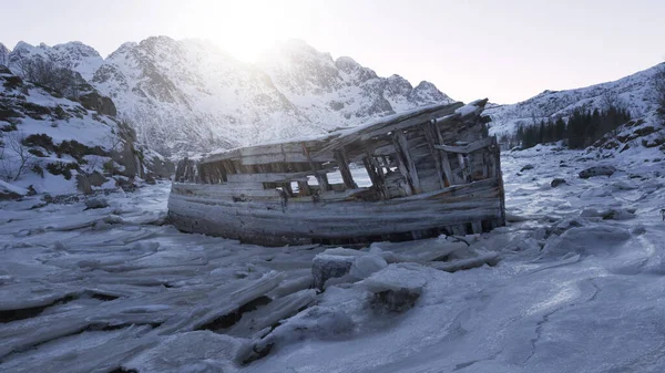 Zima Wyspach Lofoten Norwegii Europa — Zdjęcie stockowe