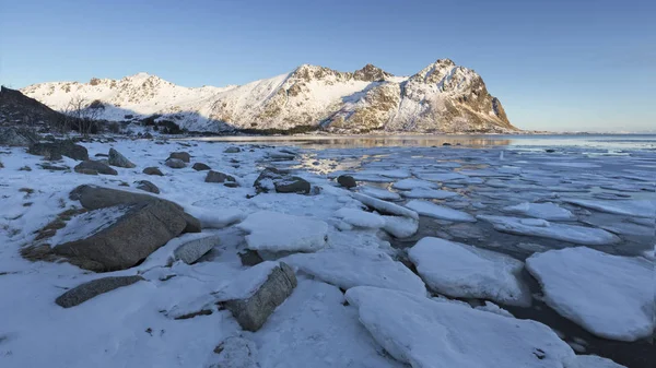 Inverno Nas Ilhas Lofoten Noruega Europa — Fotografia de Stock