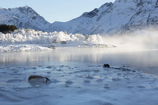 Зима Лофотенских Островах Норвегии Европа — стоковое фото