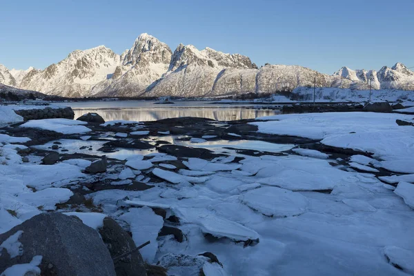 Zima Ostrovech Lofoten Norsku Evropa — Stock fotografie