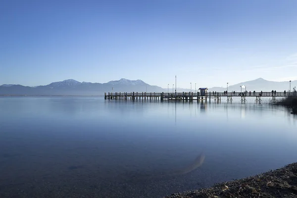 Jetty Fraueninsel Island Lake Chiemsee Bavaria Germany — 图库照片