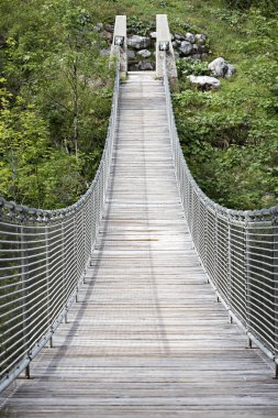 Klausbachtal Vadisi 'ndeki asma köprü, Bavyera, Almanya
