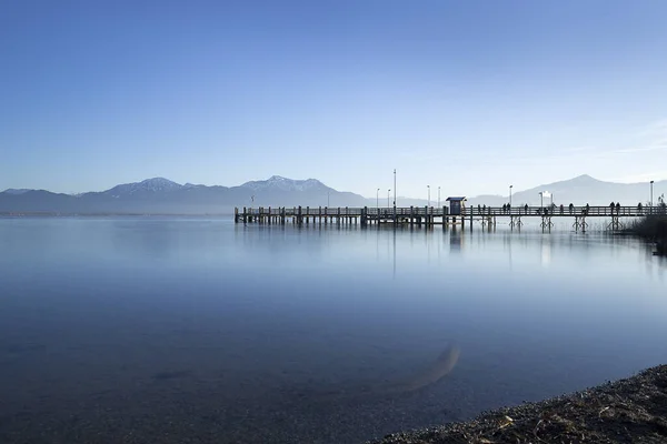 Jetty Ostrově Fraueninsel Jezero Chiemsee Bavorsko Německo — Stock fotografie