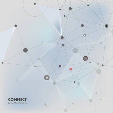 Soyut noktalar ve çizgiler bağlanma ile poligonal. Bağlantı bilim arka plan