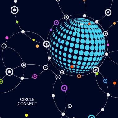 Yarım ton vektör tasarımı. Soyut noktalı daire illüstrasyon