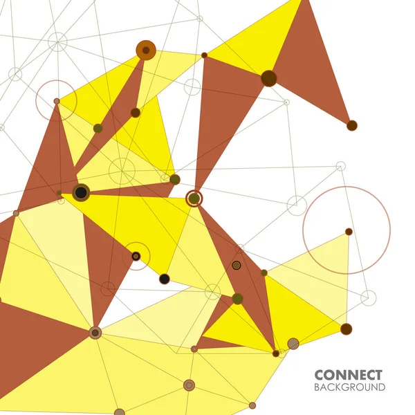 Resumen poligonal con puntos de conexión y líneas. Antecedentes científicos de conexión — Vector de stock