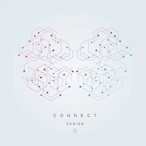 Altıgenler, bilim, kimyasal leşler. Vektör bağlantısı ve sosyal ağ. Çizgiler ve noktalarla kavram