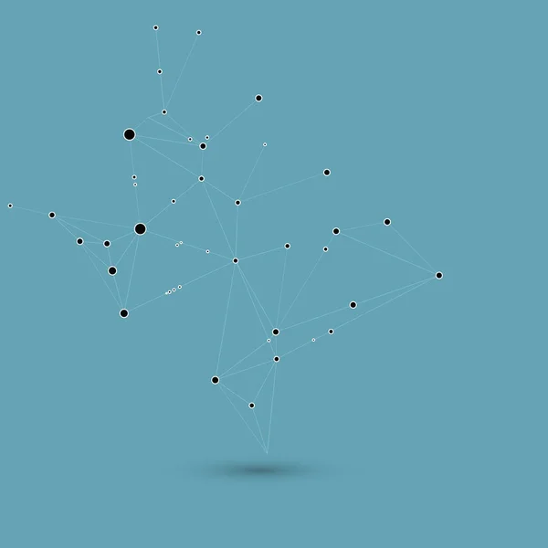 Стильный, многоугольный рисунок соединенных черных линий и точек на синем фоне. Предназначен для использования в новых технологических проектах. Простой, красивый, минималистичный, на заднем плане — стоковый вектор