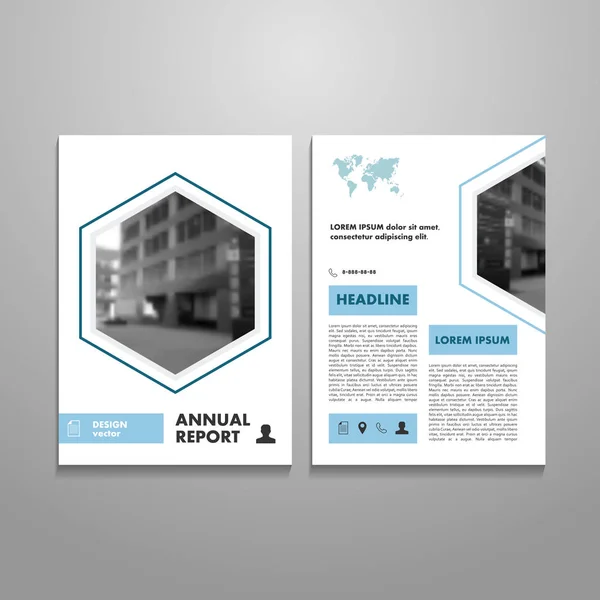 Blauwe geometrie brochure ontwerpsjabloon. Vector cover, Leaflet, presentatie. Abstracte achtergrond — Stockvector
