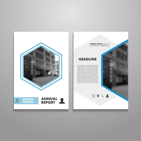 Blauwe geometrie brochure ontwerpsjabloon. Vector cover, Leaflet, presentatie. Abstracte achtergrond — Stockvector