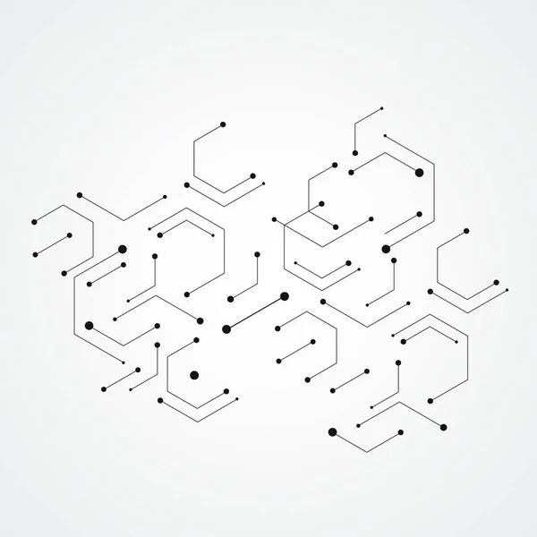 Hexagones genéticos, conexión de vectores científicos, canal químico y red social. Concepto vectorial con líneas y puntos — Archivo Imágenes Vectoriales