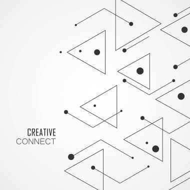 Basit modeli gelen üçgenler beyaz arka planda siyah noktalar ve çizgiler. Yeni teknoloji projelerde kullanılmak üzere tasarlanmış. Basit, minimalist, soyut arka plan