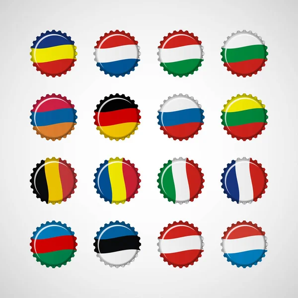 Colorful bottle caps vector — Stock Vector