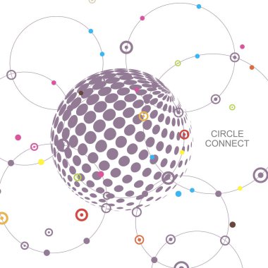 Yarım ton vektör tasarımı. Soyut noktalı daire illüstrasyon