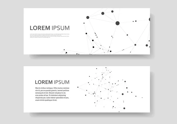 Fondo abstracto poligonal con línea y puntos conectados. Banner de portada moderno con diseño tecnológico para futuros proyectos mundiales — Vector de stock