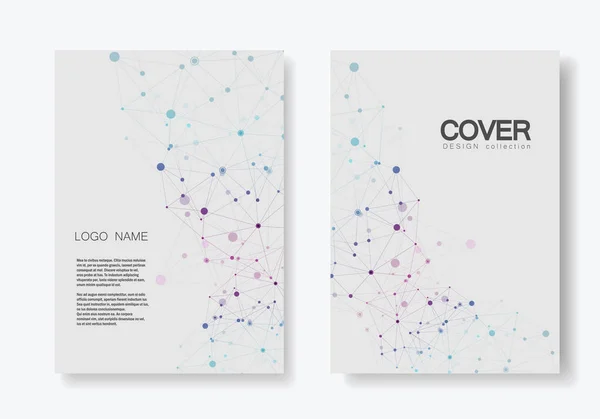 Molekül yapısı tarzı ile soyut poligonal geometrik şekil. Çizgiler ve noktalar kapak broşürü bağlanmak