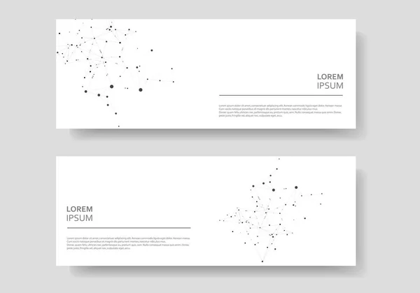 Fondo abstracto poligonal con línea y puntos conectados. Banner de portada moderno con diseño tecnológico para futuros proyectos mundiales — Archivo Imágenes Vectoriales