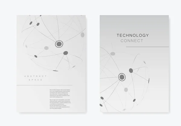 Folheto de design de capa com linha conectada e pontos. Tecnologia simples fundo composto —  Vetores de Stock