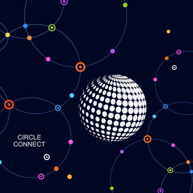 Yarım ton vektör tasarımı. Soyut noktalı daire illüstrasyon