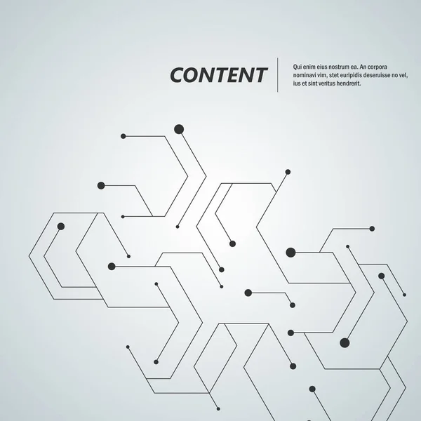 Estrutura de hexágonos de tecnologia ou elementos de conexão molecular —  Vetores de Stock