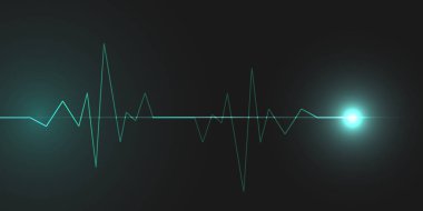 Soyut kardiyogram koyu arka plan üzerinde. Vektör banner tasarımı